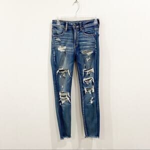 American Eagle high rise jegging crop distressed jeans